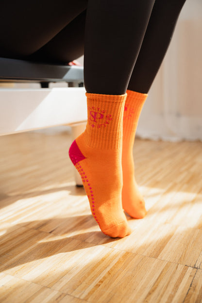 Pilates Gripsocken aus Baumwolle - Orange Pink