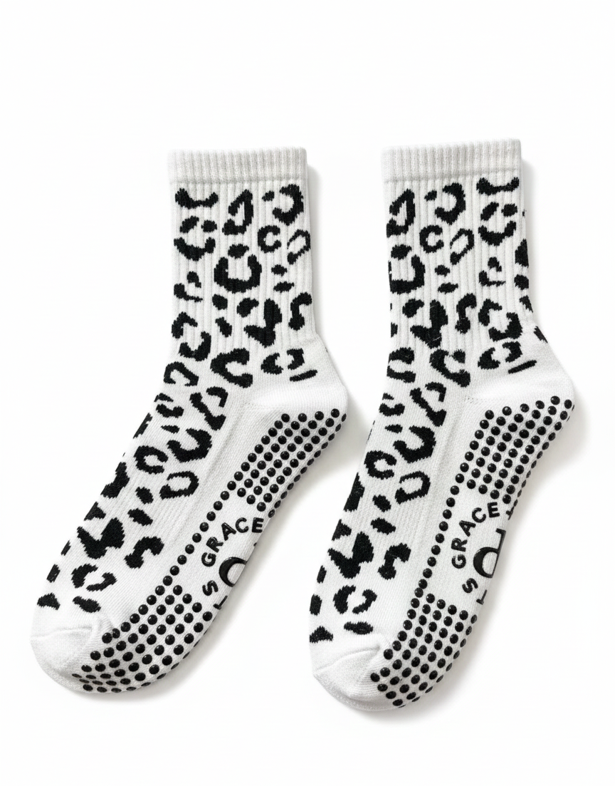 Grip Socks - Cheetah Black White