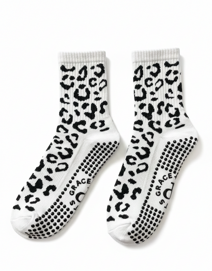 Grip Socks - Cheetah Black White