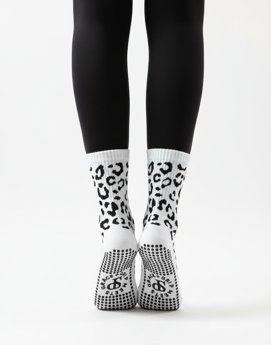 Grip Socks - Cheetah Black White