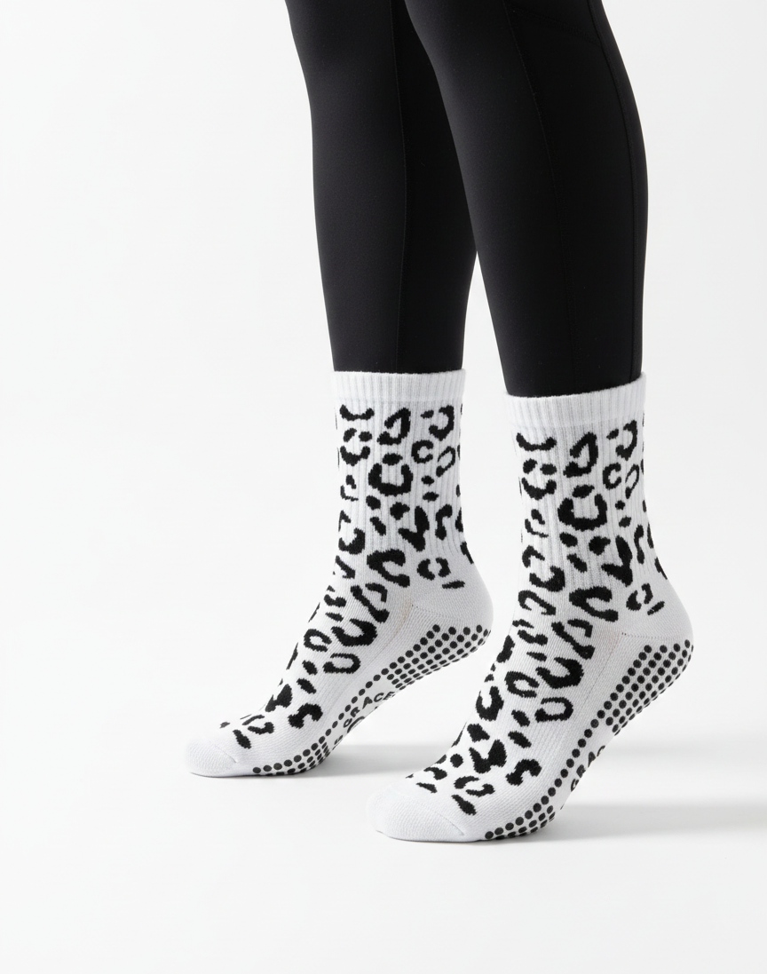 Grip Socks - Cheetah Black White