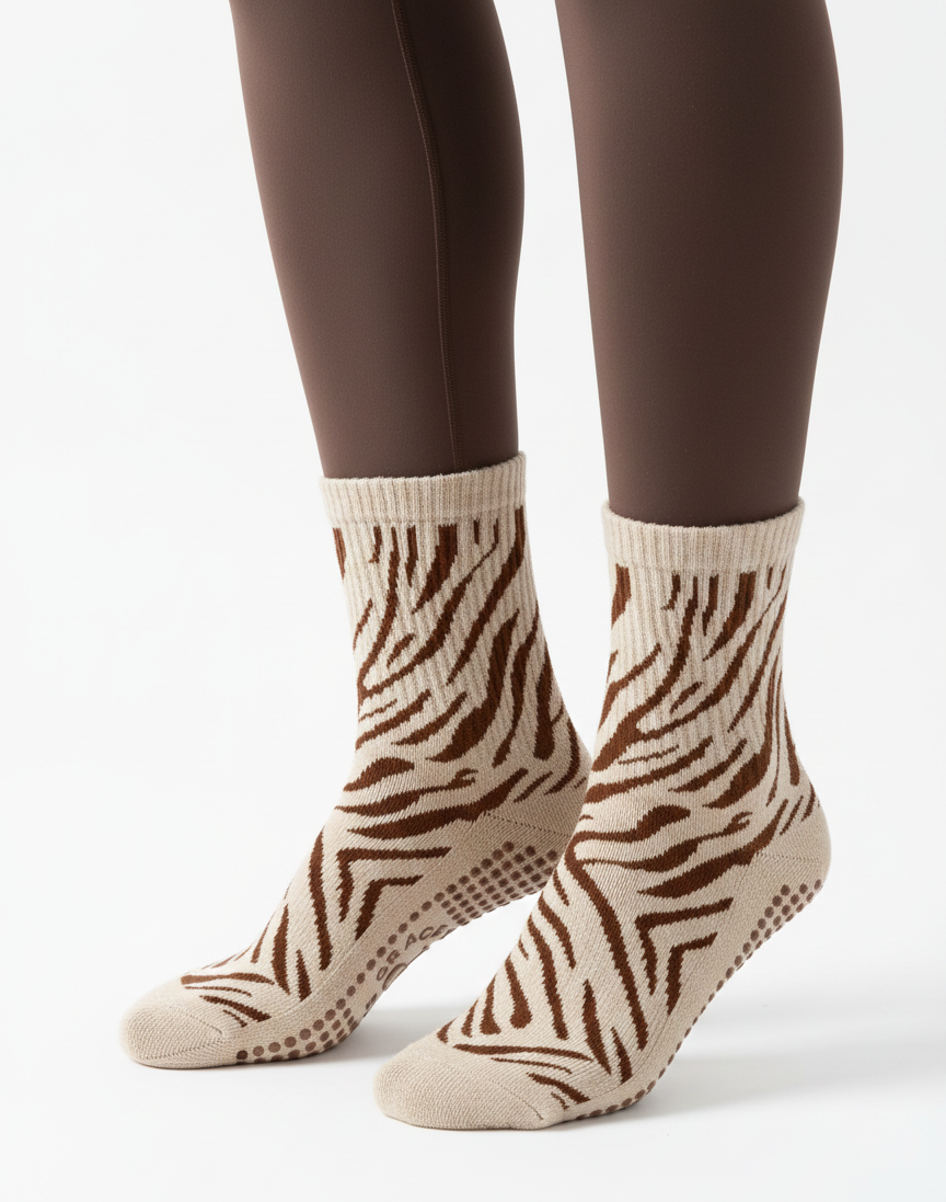 Grip Socks - Tiger Brown Beige