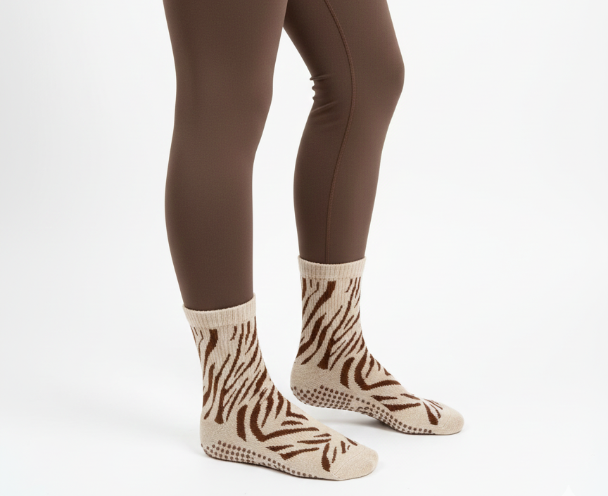Grip Socks - Tiger Brown Beige